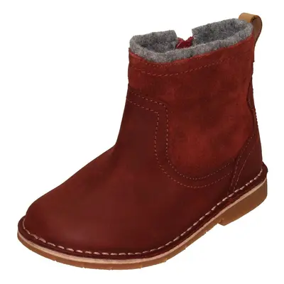 (Red, UK 8.5 Child) Girls Clarks Zip Up Ankle Boots Comet Frost - G Fit