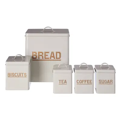 5Pc Grey And Gold Enamel Storage Set