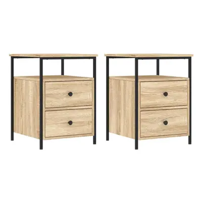 (sonoma oak) vidaXL Bedside Cabinets Nightstand Bed Table pcs Sonoma Oak Engineered Wood