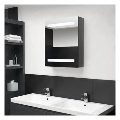 vidaXL LED Bathroom Mirror Cabinet Shining Grey Washroom Storage Vanity Unit