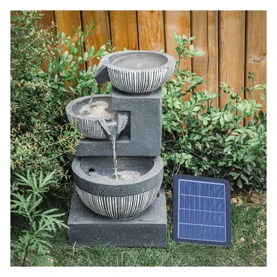 Bowl Shape Water Feature Garden Solar Fountain LED Lights Indoor Outdoor Statue