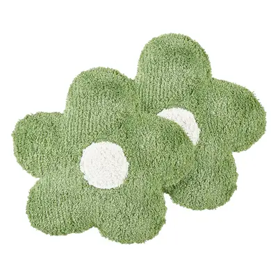 Set of Cotton Kids Flower Cushions x cm Green SORREL