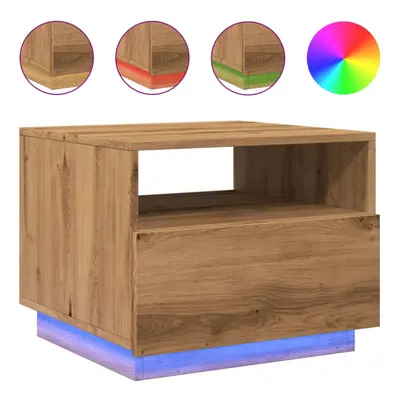 (artisan oak, x x cm) vidaXL Coffee Table with LED Lights Hallway Accent End Table Side Sofa Tab