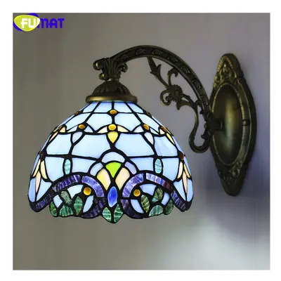 (1) Tiffany Retro Mermaid Wall Lamps Stained Glass Baroque Asile Stair Wall Mounted Art Decor Sc