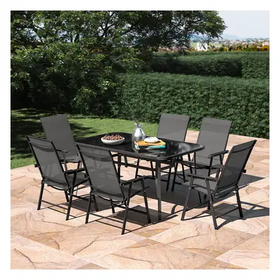 7PCS Outdoor Dining Table & Chairs Set Garden Patio Furniture Set