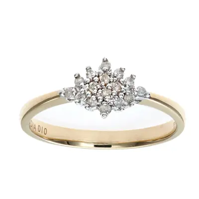 (U) Jewelco London 9ct Yellow Gold Diamond Cluster Ring - PR0AXL5085Y