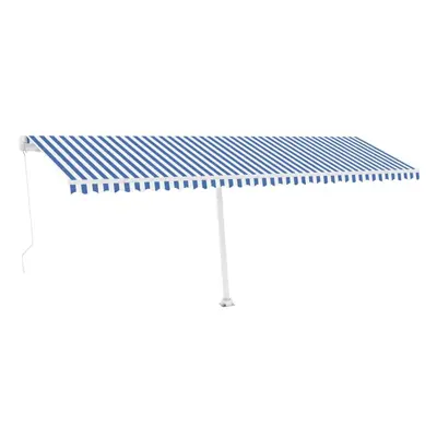 vidaXL Manual Retractable Awning with LED 600x350 cm Blue and White Outdoor