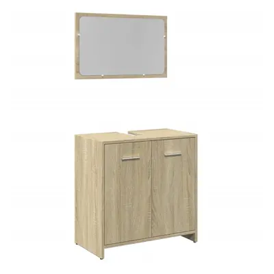 vidaXL Bathroom Furniture Set Piece Sink Cabinet Sonoma Oak Engineered Wood