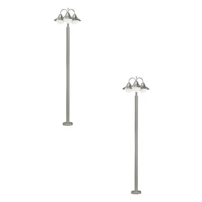 2 PACK IP44 Outdoor Bollard Light Stainless Steel 60W E27 Driveway Lamp Post