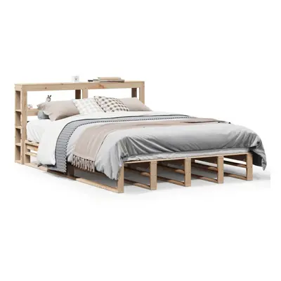 vidaXL Bed Frame with Headboard Bed Base 135x190 cm Double Solid Wood Pine