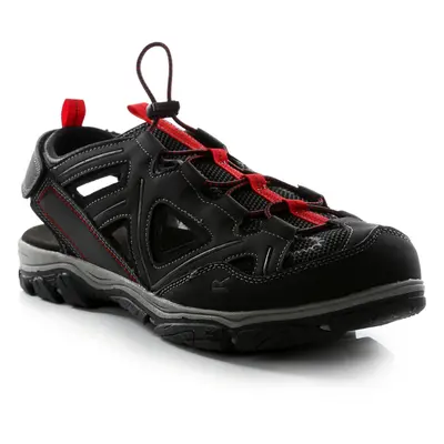 (10 UK, Black/True Red) Regatta Mens Westshore III Enclosed Toe Adjustable Walking Sandal