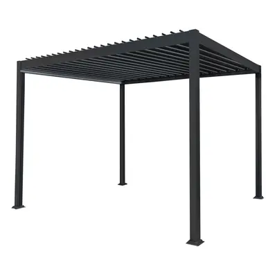 (3m x 3m, Without Blinds & LED Lights) Aluminium Pergola Grey Adjustable Gazebo Shelter