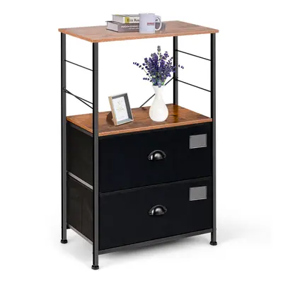 Industrial Storage Shelf w/ 2-Drawer Multipurpose Freestanding Dresser