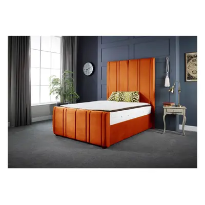 (4FT SMALL DOUBLE) Lucinda Luxury Orange Velvet Upholstered Bed Frame