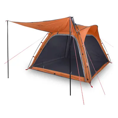 vidaXL Camping Tent Persons Lightweight Tent Grey and Orange 185T Taffeta