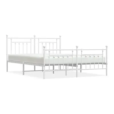 (white, x cm/with headboard & footboard) vidaXL Metal Bed Frame Bedroom Bed Base Bedstead Metal 