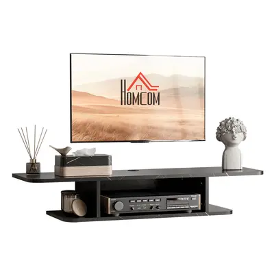 HOMCOM Wall Mounted TV Stand Entertainment Unit with Storage Shelf, Black