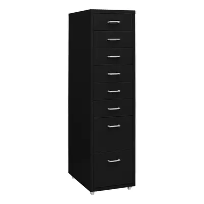 vidaXL Mobile File Cabinet Black Metal Office Storage File Filing Cabinet