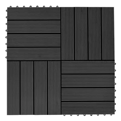 vidaXL 11x Decking Tiles WPC 30x30cm 1sqm Black Patio Paving Flooring Board