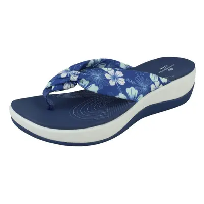 (Blue, UK 7) Ladies Clarks Cloud Steppers Toe Post Sandals Arla Glison