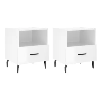 (high gloss white, pcs) vidaXL Bedside Cabinet Bed Table Nightstand Side Table White Engineered 