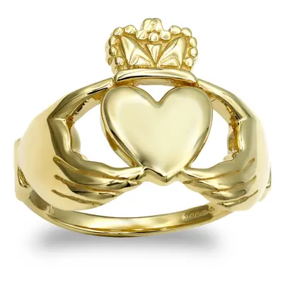 (S) Jewelco London Men's Solid 9ct Yellow Gold Claddagh (Chladaigh) Ring