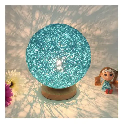 (Blue) 60W E27 Dimmable Sepak Takraw Wood Desk Light Night Lamp AC110--220V