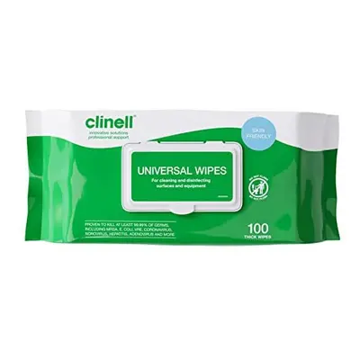 Clinell Universal Cleaning and Disinfectant Wipes for Surfaces (BCW100-1) - Packs of Extra Thick