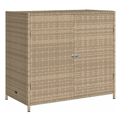 (beige) vidaXL Garden Storage Cabinet Outdoor Tool Storage Box Cupboard Poly Rattan