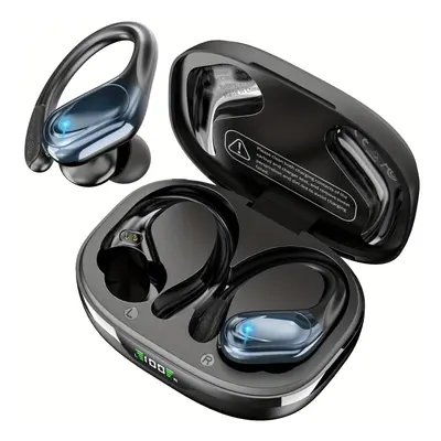 (Black) Noise Cancelling IPX7 Waterproof Wireless Earphones With Charging Case Charging Display 