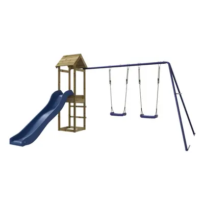 (solid impregnated pinewood) vidaXL Outdoor Playset Wooden Playground Set Kids Swing Set Solid W