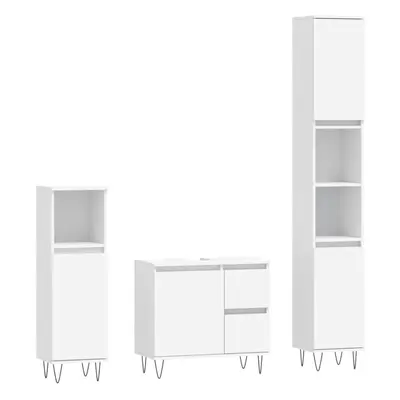 vidaXL Bathroom Furniture Set Storage Cabinet Piece White Engineered Wood