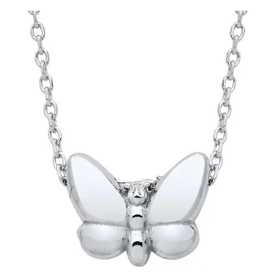 Jewelco London Ladies Rhodium Plated Sterling Silver Mini Butterfly Charm Necklace inch - GVK471