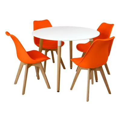 (Orange) 5pc Charles Jacobs Beech Dining Set