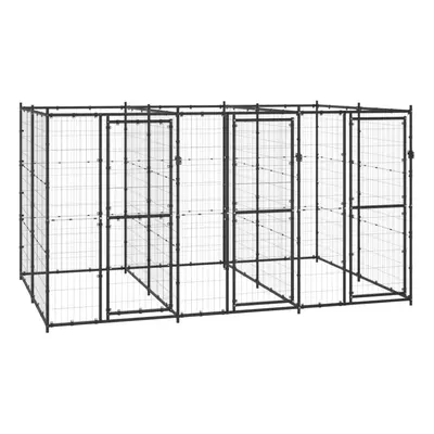 vidaXL Outdoor Dog Kennel Steel 7.26 m? Puppy Enclosure Patio Dog House Cage