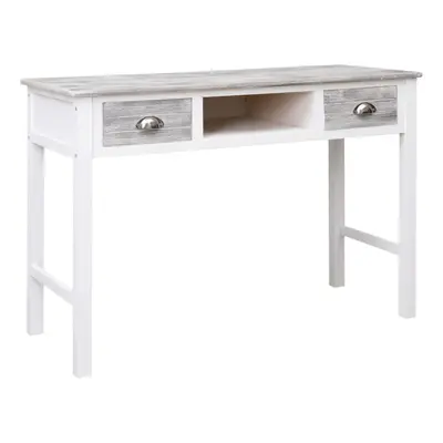 vidaXL Wooden Writing Desk with Drawers and Open Compartment Grey Table