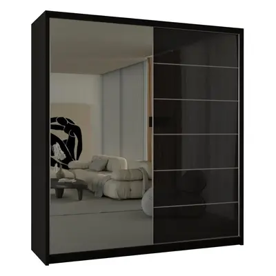 (200 cm) Infinity Black High Gloss Sliding door Wardrobe