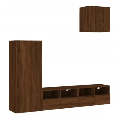 (brown oak) vidaXL TV Wall Units Piece Floating TV Wall Unit TV Stand Engineered Wood