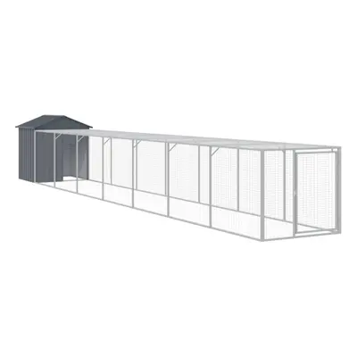 (anthracite, x x cm) vidaXL Chicken Cage with Run Farm Chicken Run Coop Hen House Galvanised Ste