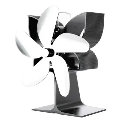 (Silver) Blades Fireplace Fan Stove Fan Heated Fan Heat Powered Eco Fan Low Noise