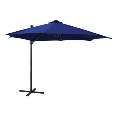 vidaXL Cantilever Umbrella with Pole and LED Lights Azure Blue Garden Parasol