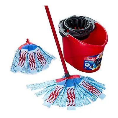 SuperMocio Action Mop and Bucket Set with Extra Refill BlueRed