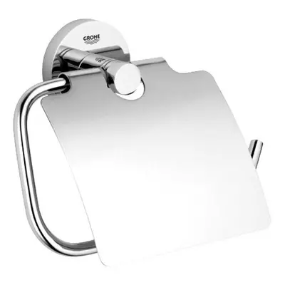 Grohe Essentials Bathroom Toilet Roll Holder with Cover Chrome Modern