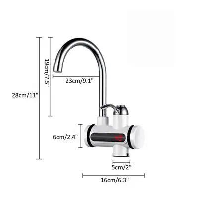 (Bottom Water inlet) 3000W Electric Faucet Tap Instant Hot Water Heater Home Bathroom Kitchen EU