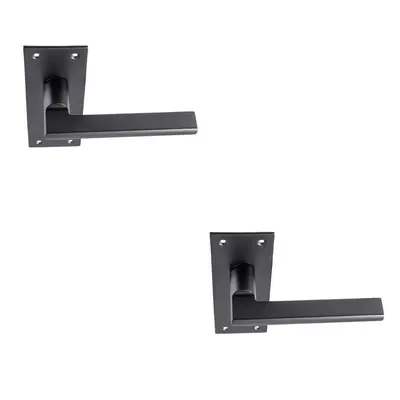 2x PAIR Straight Bar Handle on Slim Lock Backplate x 50mm Matt Black