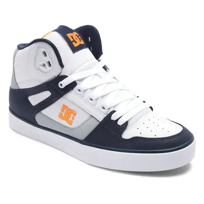 (White Grey Orange, UK 8.5 / US 9.5) DC Pure High Top Mens Lace Up Skate Shoes Trainers