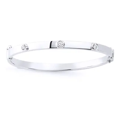 Jewelco London Girls Sterling Silver Cubic Zirconia Bubble Donut Baby Bangle Bracelet - BN46