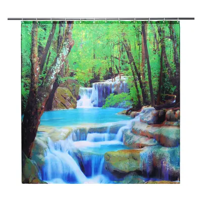 3D Waterfall Nature Scenery Bath Shower Curtain Water Resistant Bathroom Shield