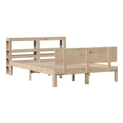 vidaXL Bed Frame with Headboard Bed Base Bedstead 140x200 cm Solid Wood Pine