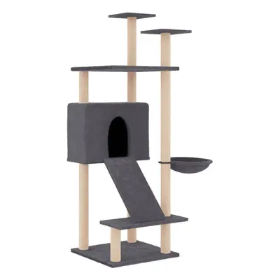 (dark grey) vidaXL Cat Tree with Sisal Scratching Posts Cat Scratch Tower Climber Dark Grey